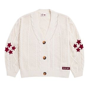 Taylor Swift RED Ivory Cardigan with Burgundy Star Details